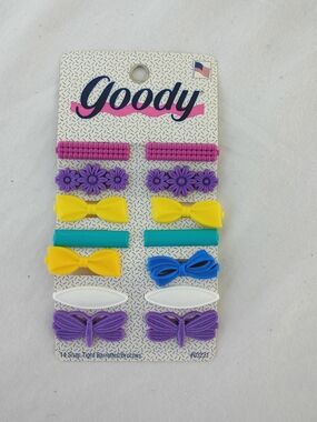 Goody Kids Barrettes Snap-Tight 1995 Purple, Yellow, Teal, Blue, White 03221 Vtg